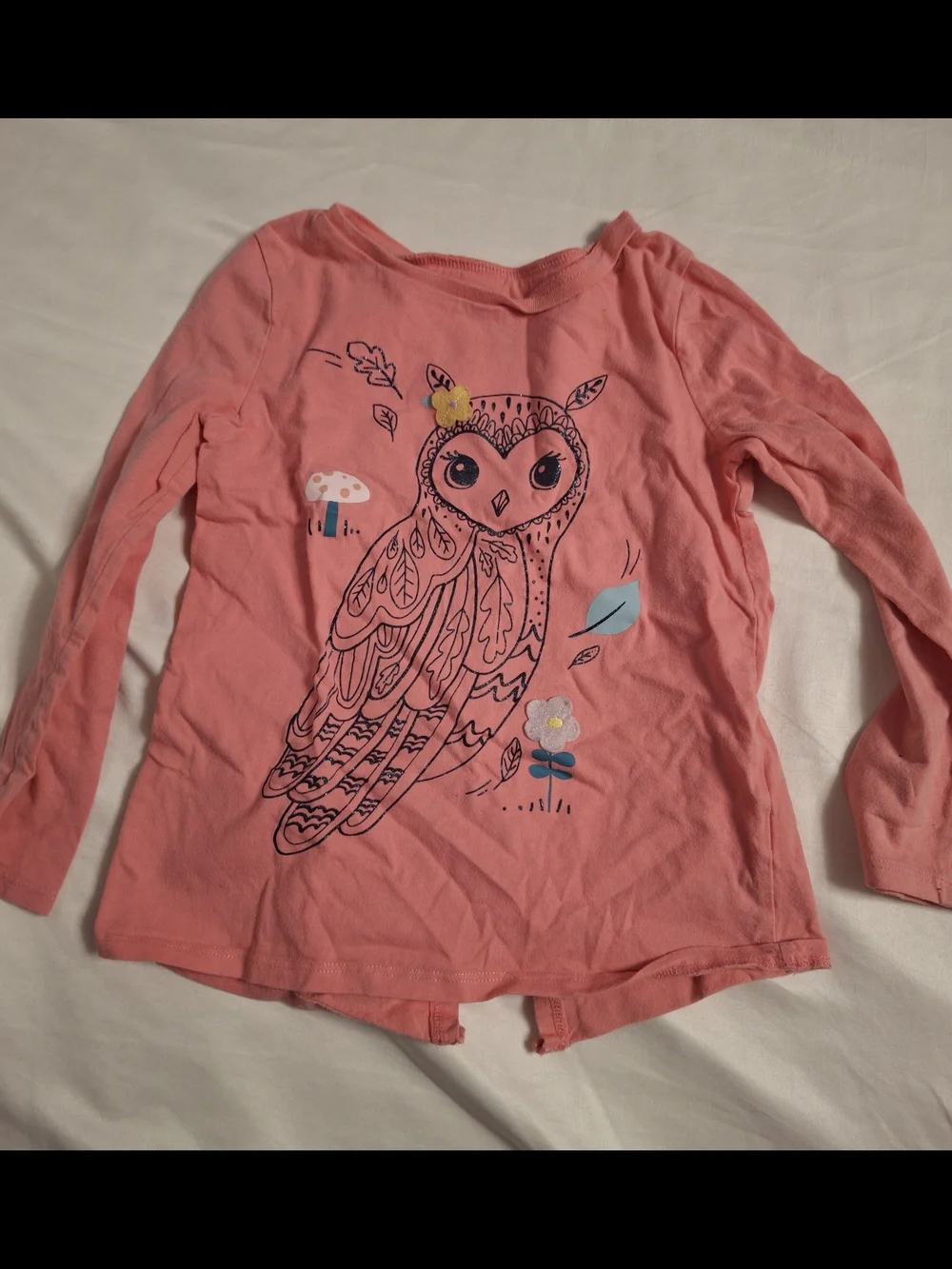 Carter's Pink Coral Owl Tee with Yellow Flower